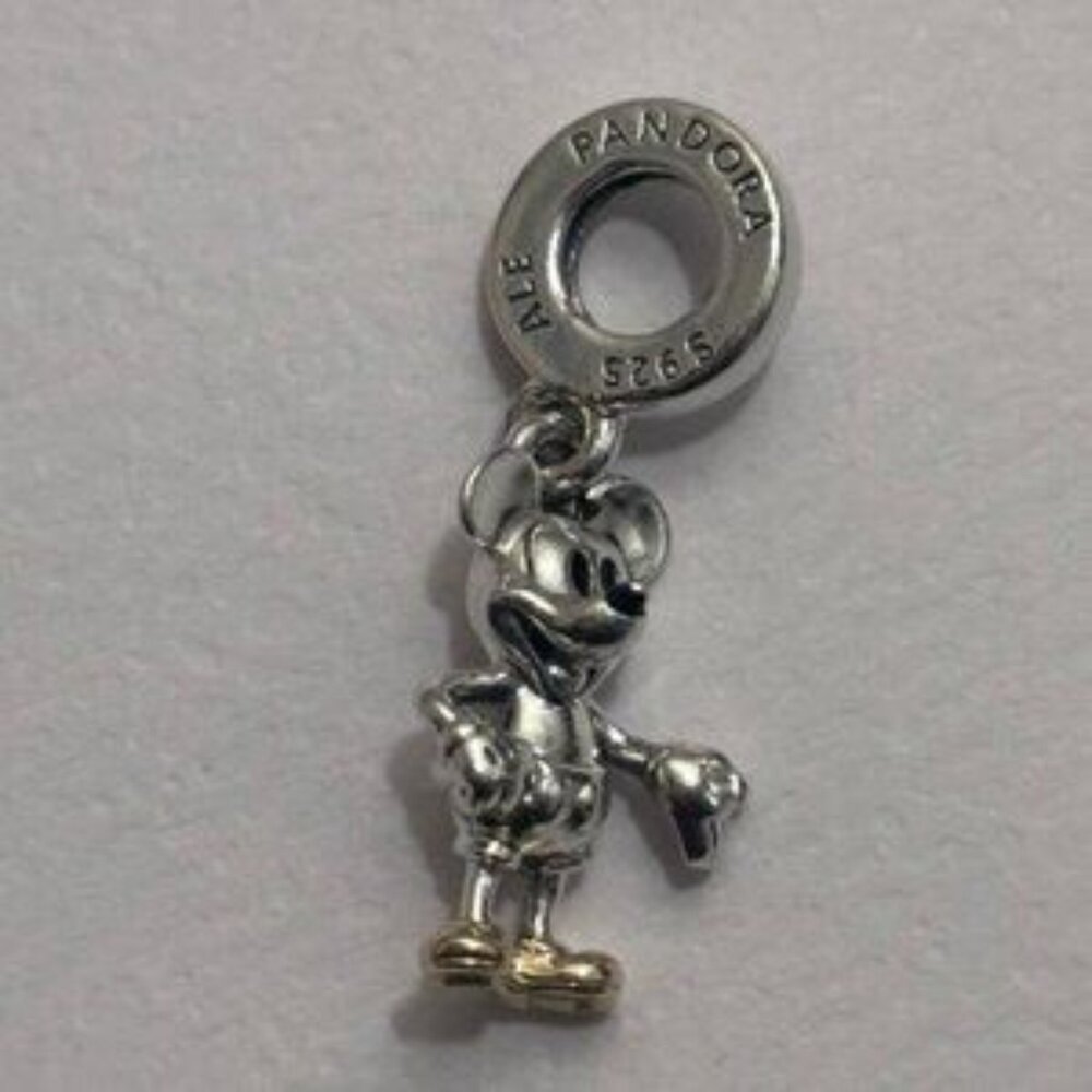 Authentic Disney 100th Anniversary Mickey Mouse Lab-Grown Diamond Dangle Charm - Picture 4 of 4